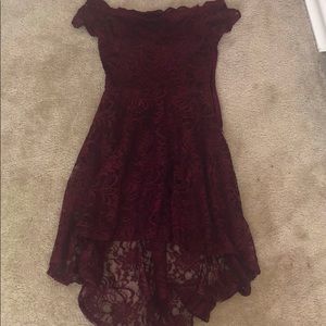 Homecoming/Prom High-Low Off Shoulder Lace Dress